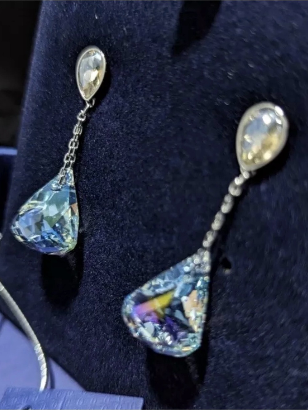 Authentic Swarovski Lunar Moonlight Dangling Pierced Earrings. BNIB. RARE.